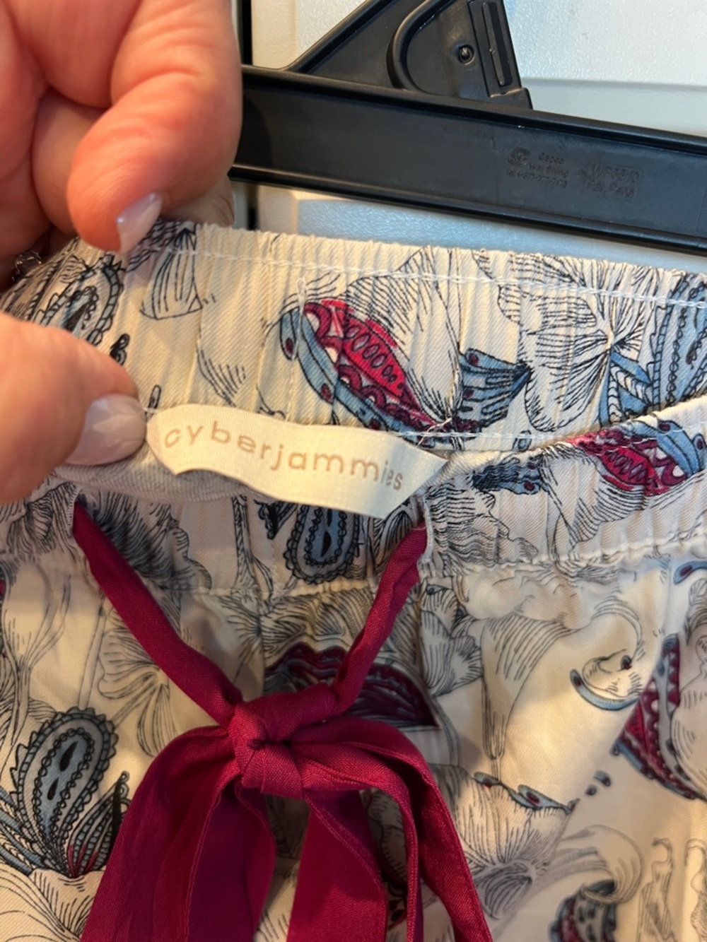 Cyberjammies Cream Floral Pajama Pants with Magenta Drawstring US Size 6 - Picture 2 of 9